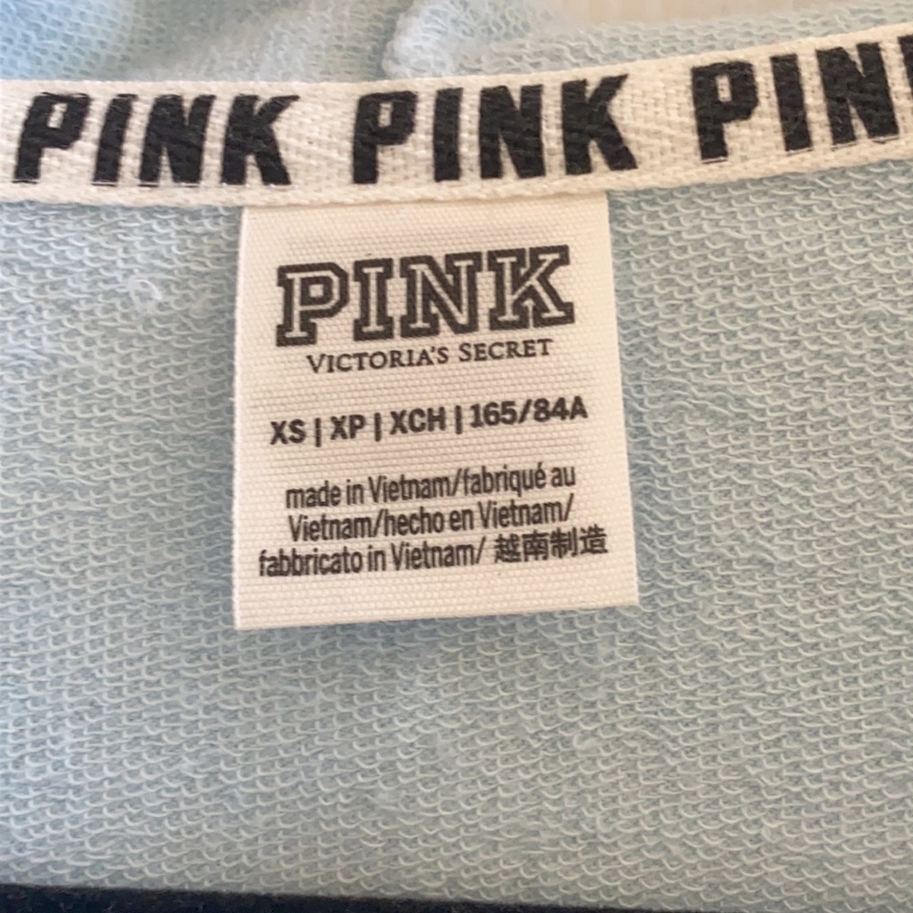 NEW PINK Oversize Light Blue Stripe Zip Up Sweater - Picture 3 of 4